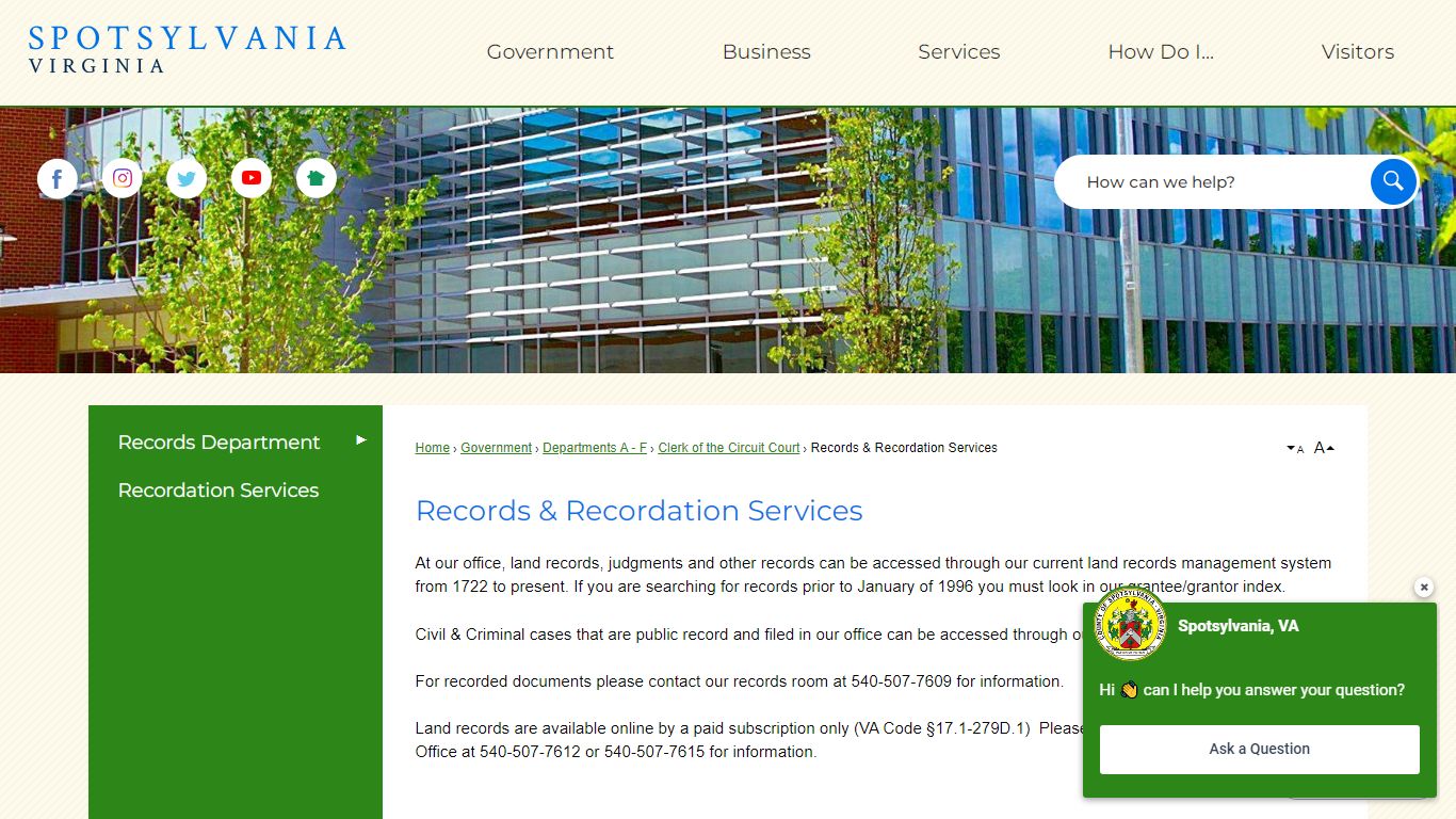 Records & Recordation Services | Spotsylvania County, VA
