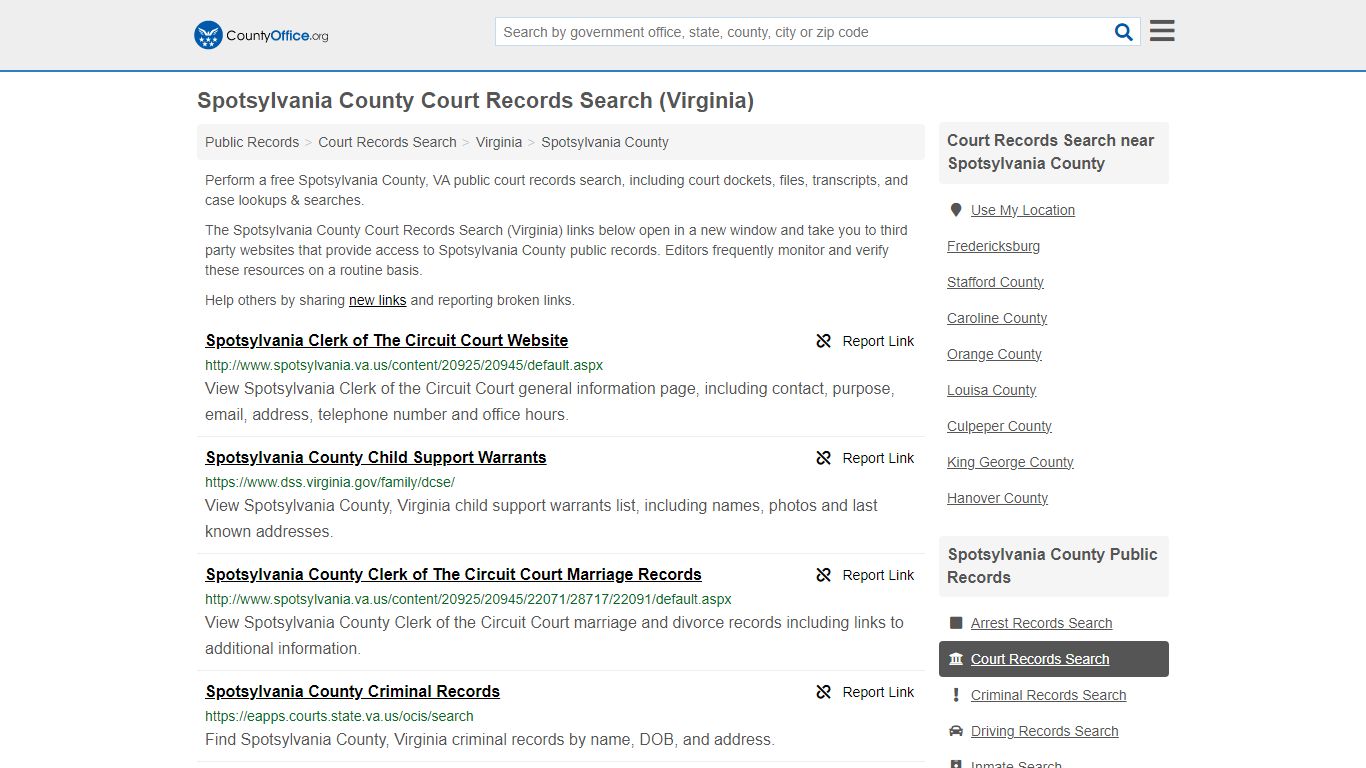 Spotsylvania County Court Records Search (Virginia) - County Office