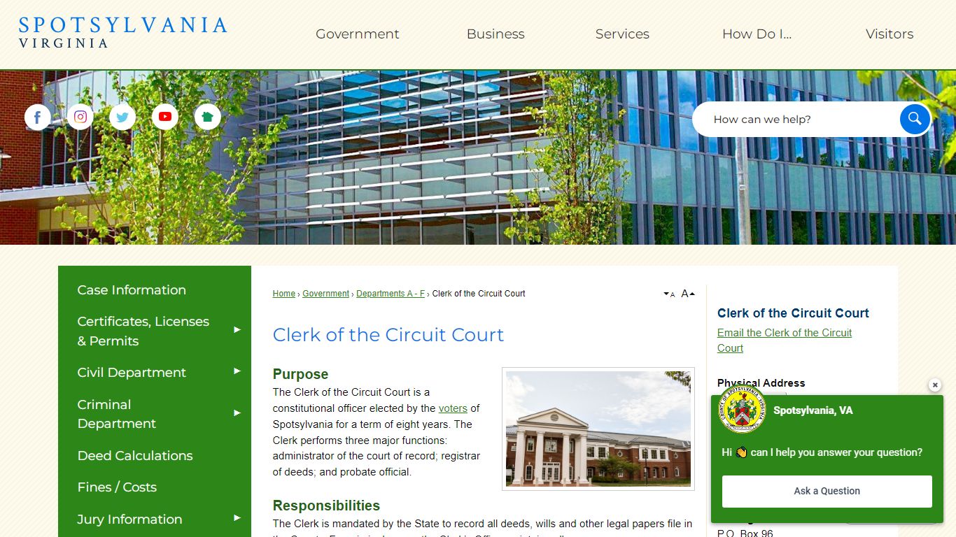 Clerk of the Circuit Court | Spotsylvania County, VA